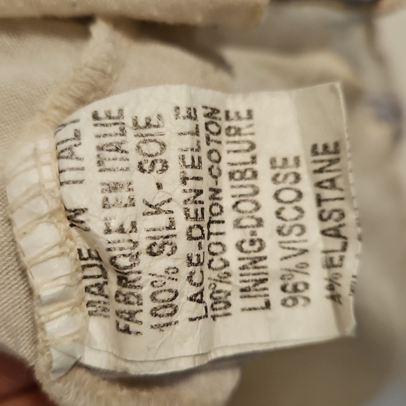 100% Silk Boho Peasant Blouse Womens Size Large off white crochet detail elegant - Picture 3 of 4